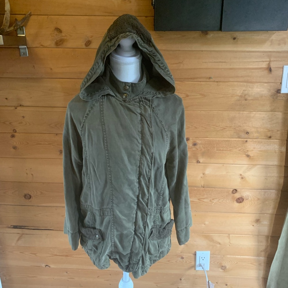Max Jeans Army Green Utility Jacket Military Festival Women’s Medium Lace Grunge
